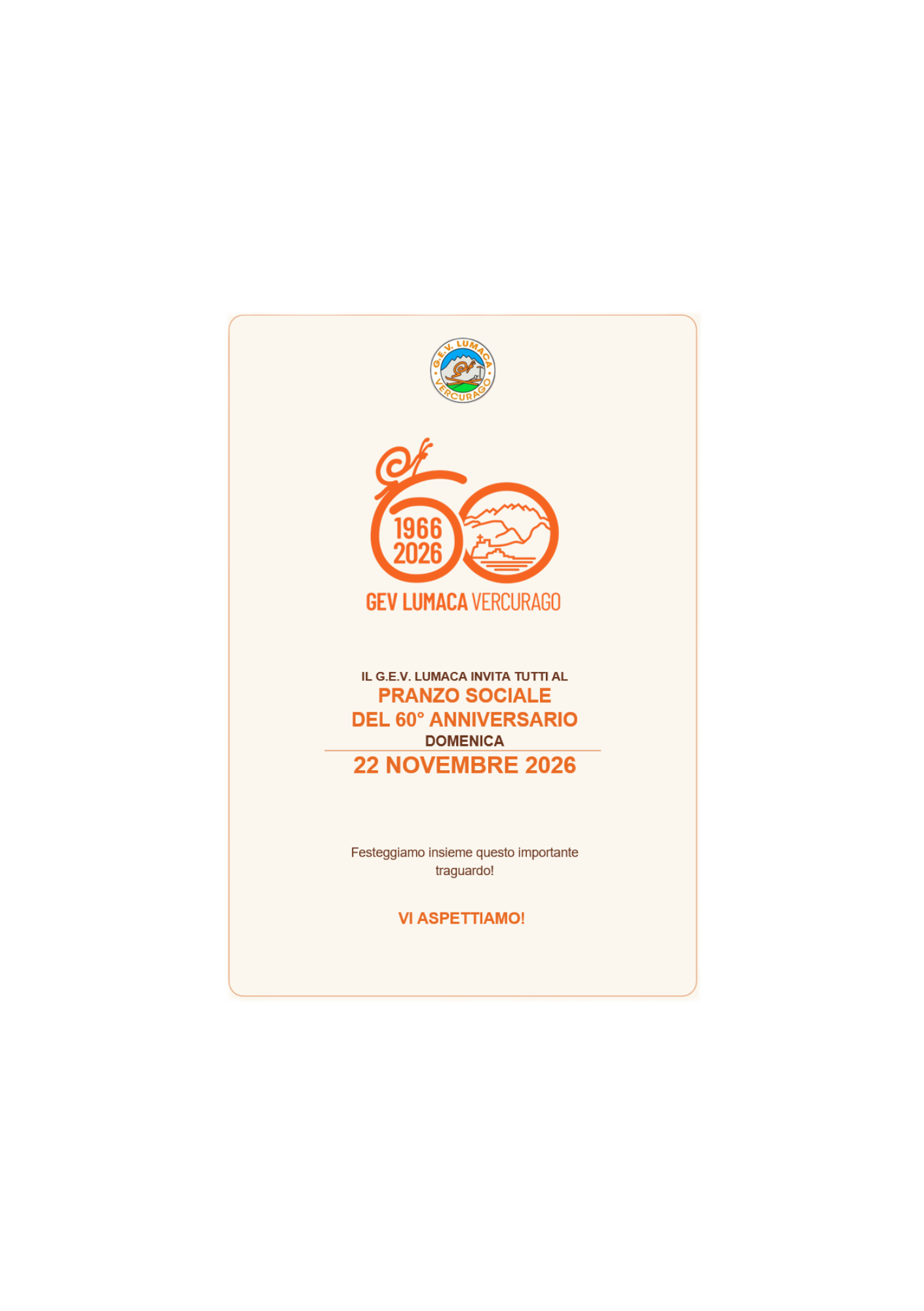 PRANZO SOCIALE DEL 60° ANNIVERSARIO